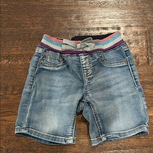 Kids Denim Shorts with Multicolor Waistband